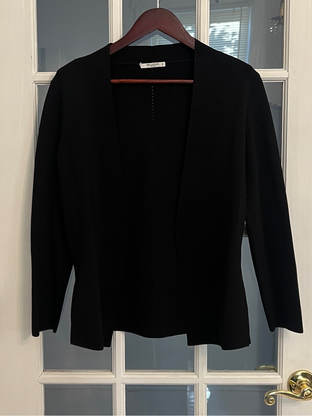 M.M. LAFLEUR Women's Black Structured Knit Cardigan Blazer The Woolf Jardigan